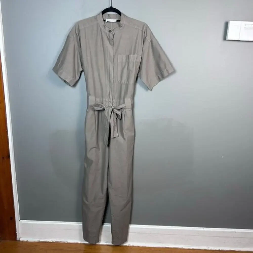 Everlane Short-sleeve Jumpsuit size 6 organic cotton boiler‎ suit workwear khaki